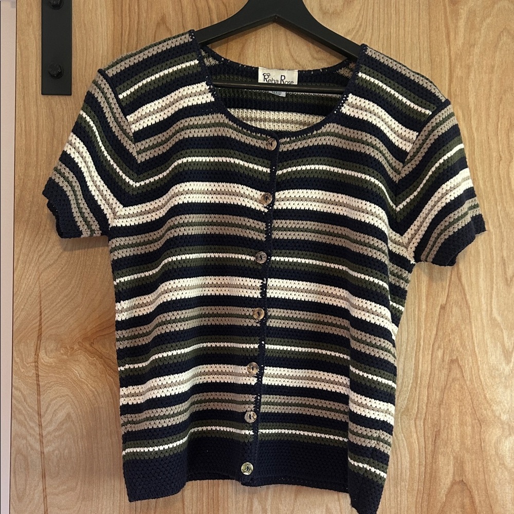 Vintage 90s knit sweater cardigan - Short Sleeve
